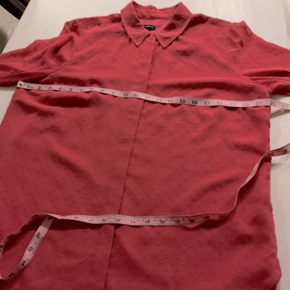 Talbots Button Down Blouse Raised Polka Dot Salmon Lined Top Women’s Size Large - Picture 3 of 10